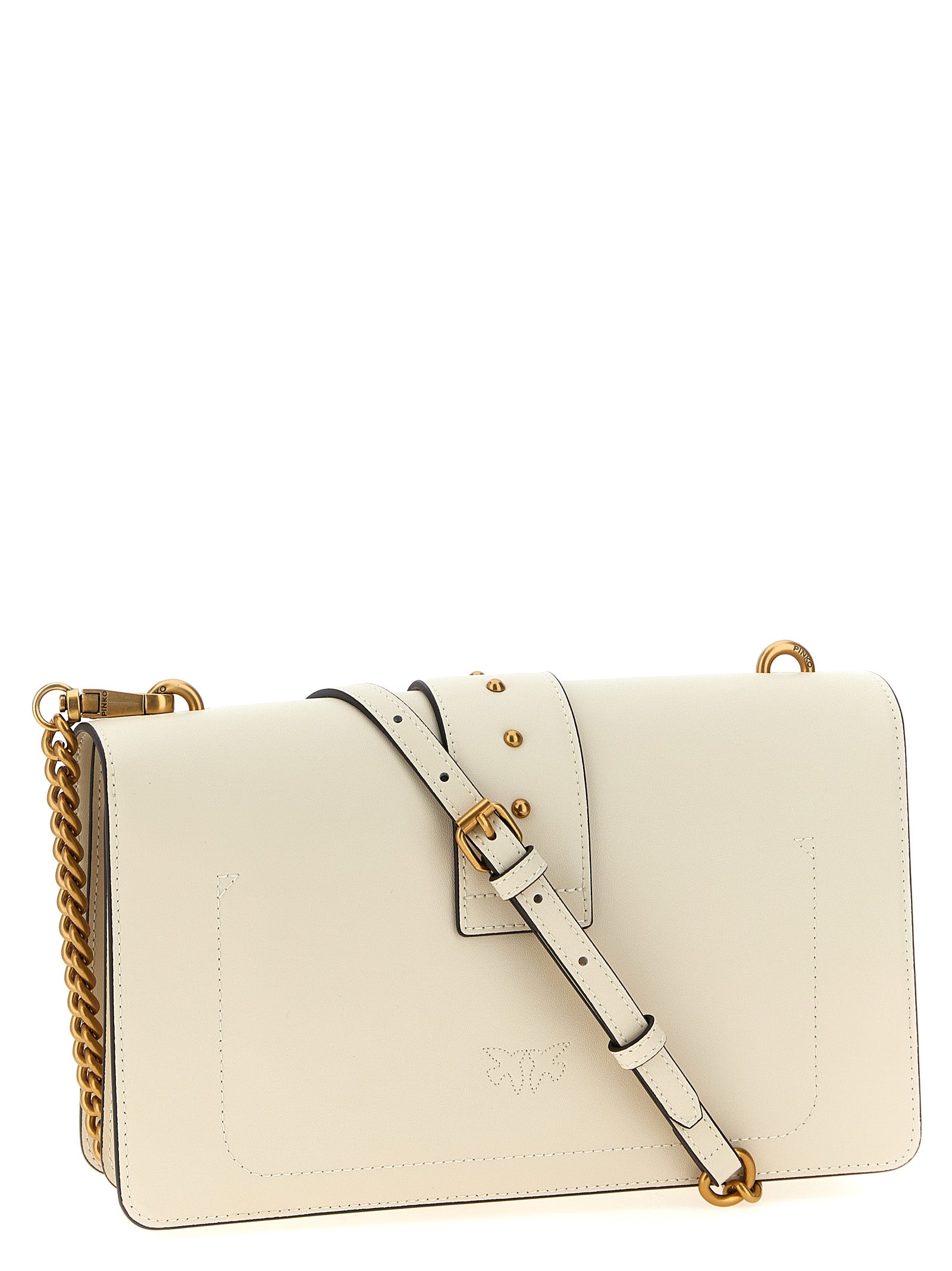 Crossbody Flap Handbag by PINKO for women in cotton & fur white features a transformative elegance silhouette, showcasing a secure snap, flap & buckle, organized , and versatile crossbody-strap & shoulder-strap for a transformative elegance look.