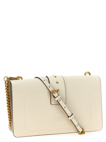 Crossbody Flap Handbag by PINKO for women in cotton & fur white features a transformative elegance silhouette, showcasing a secure snap, flap & buckle, organized , and versatile crossbody-strap & shoulder-strap for a transformative elegance look.