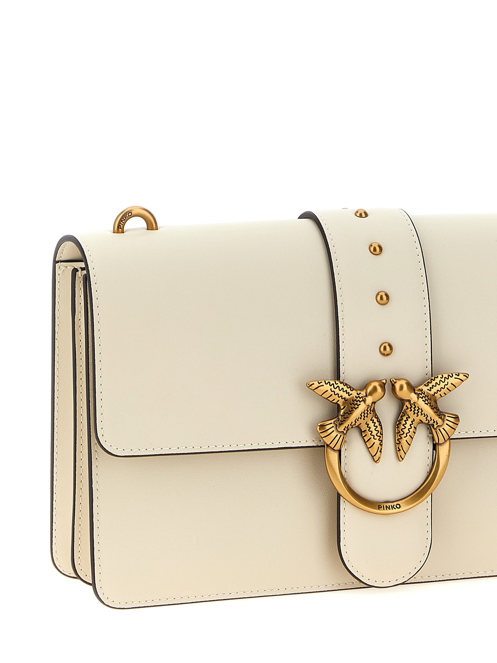 Crossbody Flap Handbag by PINKO for women in cotton & fur white features an versatile silhouette, showcasing a secure snap, flap & buckle and versatile with versatile crossbody-strap & shoulder-strap for a versatile finish.