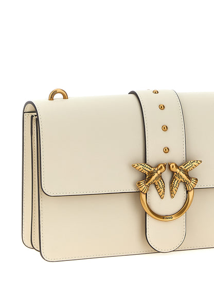 Crossbody Flap Handbag by PINKO for women in cotton & fur white features an versatile silhouette, showcasing a secure snap, flap & buckle and versatile with versatile crossbody-strap & shoulder-strap for a versatile finish.