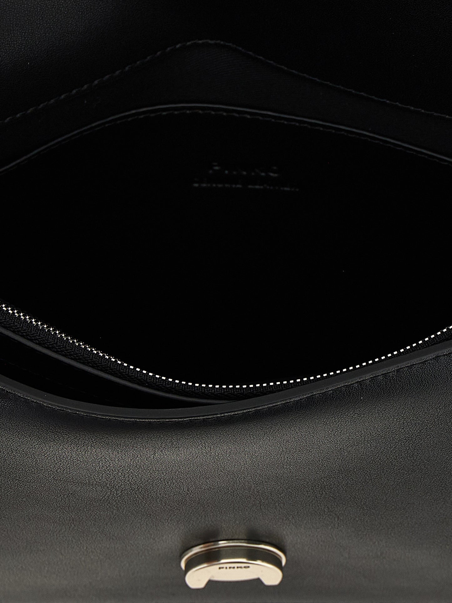 Crossbody Flap Handbag by PINKO for women in cotton & fur black features a versatile chic silhouette, meticulously detailed with a secure snap, flap & buckle, ample , and versatile crossbody-strap & shoulder-strap.
