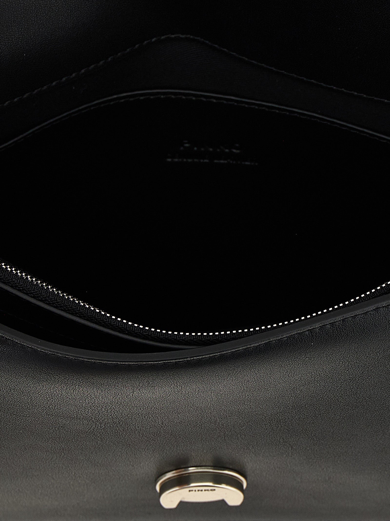 Crossbody Flap Handbag by PINKO for women in cotton & fur black features a versatile chic silhouette, meticulously detailed with a secure snap, flap & buckle, ample , and versatile crossbody-strap & shoulder-strap.