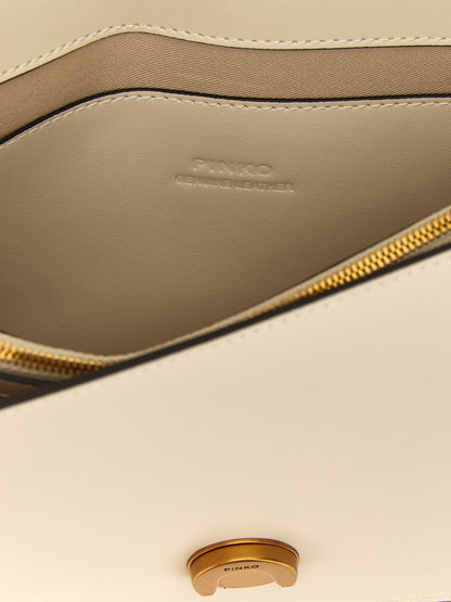 Crossbody Flap Handbag by PINKO for women in cotton & fur white features a transformative sophistication silhouette, showcasing a secure snap, flap & buckle, ample , and versatile crossbody-strap & shoulder-strap for a transformative sophistication look.