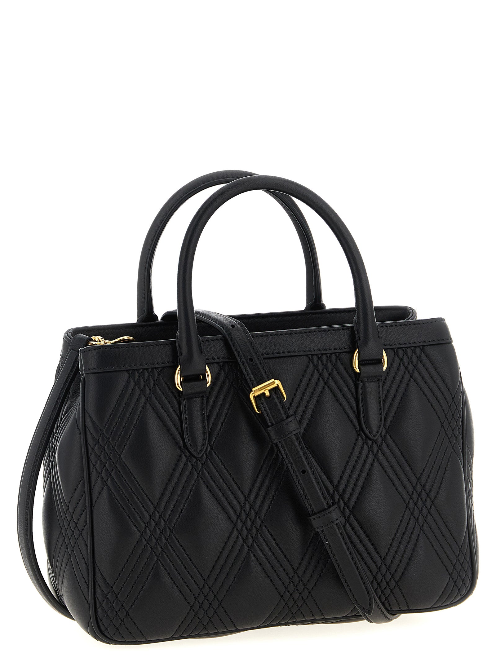 Quilted Handbag by Valentino Garavani for women in lamb leather black & signature features a refined silhouette, showcasing a secure , organized , and versatile shoulder-strap, adjustable-strap & handle for a refined finish.