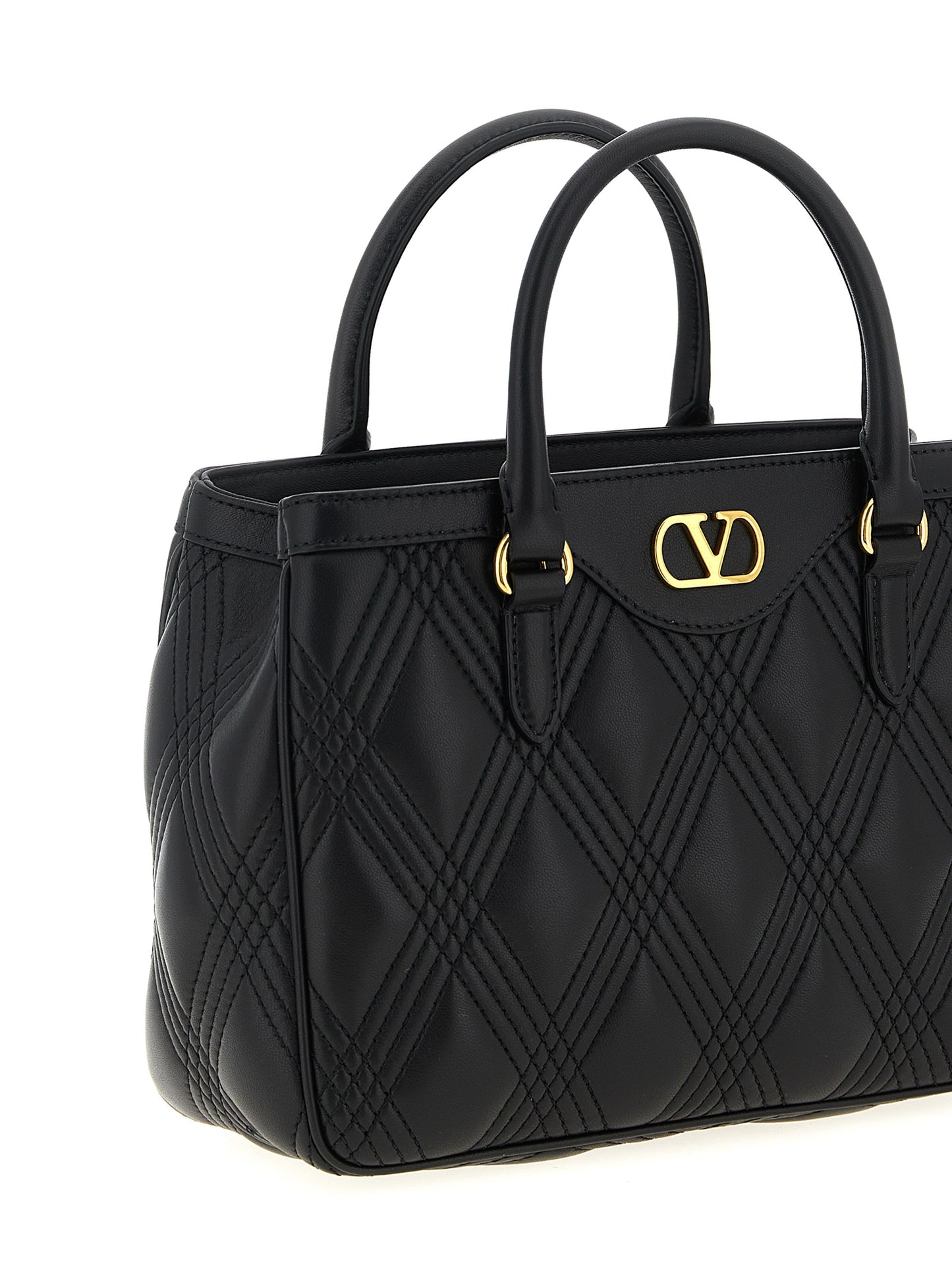 Quilted Handbag by Valentino Garavani for women in lamb leather black & signature features a signature silhouette, showcasing a secure and signature with versatile shoulder-strap, adjustable-strap & handle for a sophisticated look.