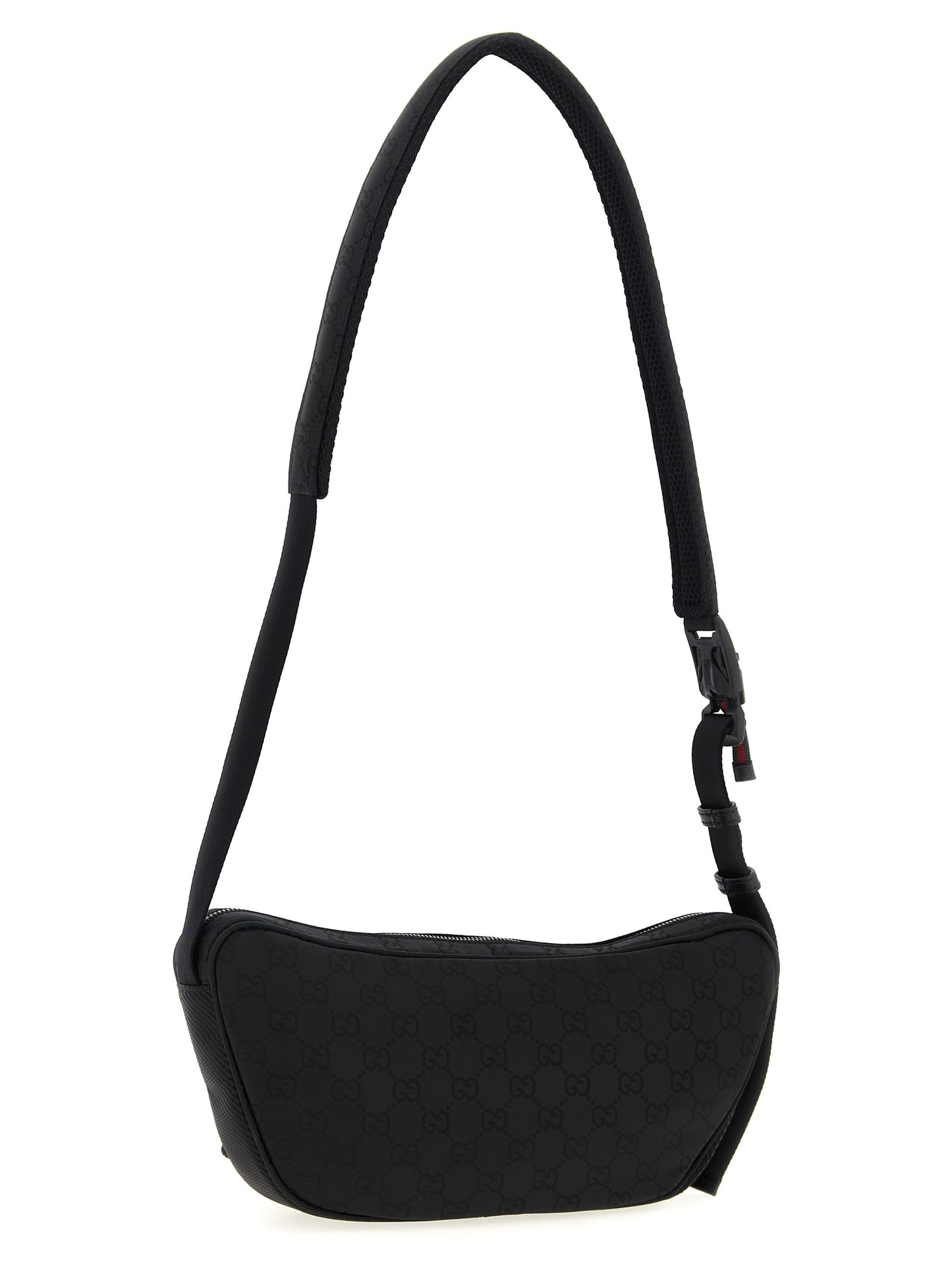This Large Crossbody Messenger Bag by Gucci for men in nylon polyester & polyethylene black presents a versatile silhouette from the Gg Nexus Nylon Polyester & Polyethylene Large Crossbody Messenger Bag collection, featuring a secure zipper, ample external-pockets, and versatile crossbody-strap, shoulder-strap & adjustable-strap.