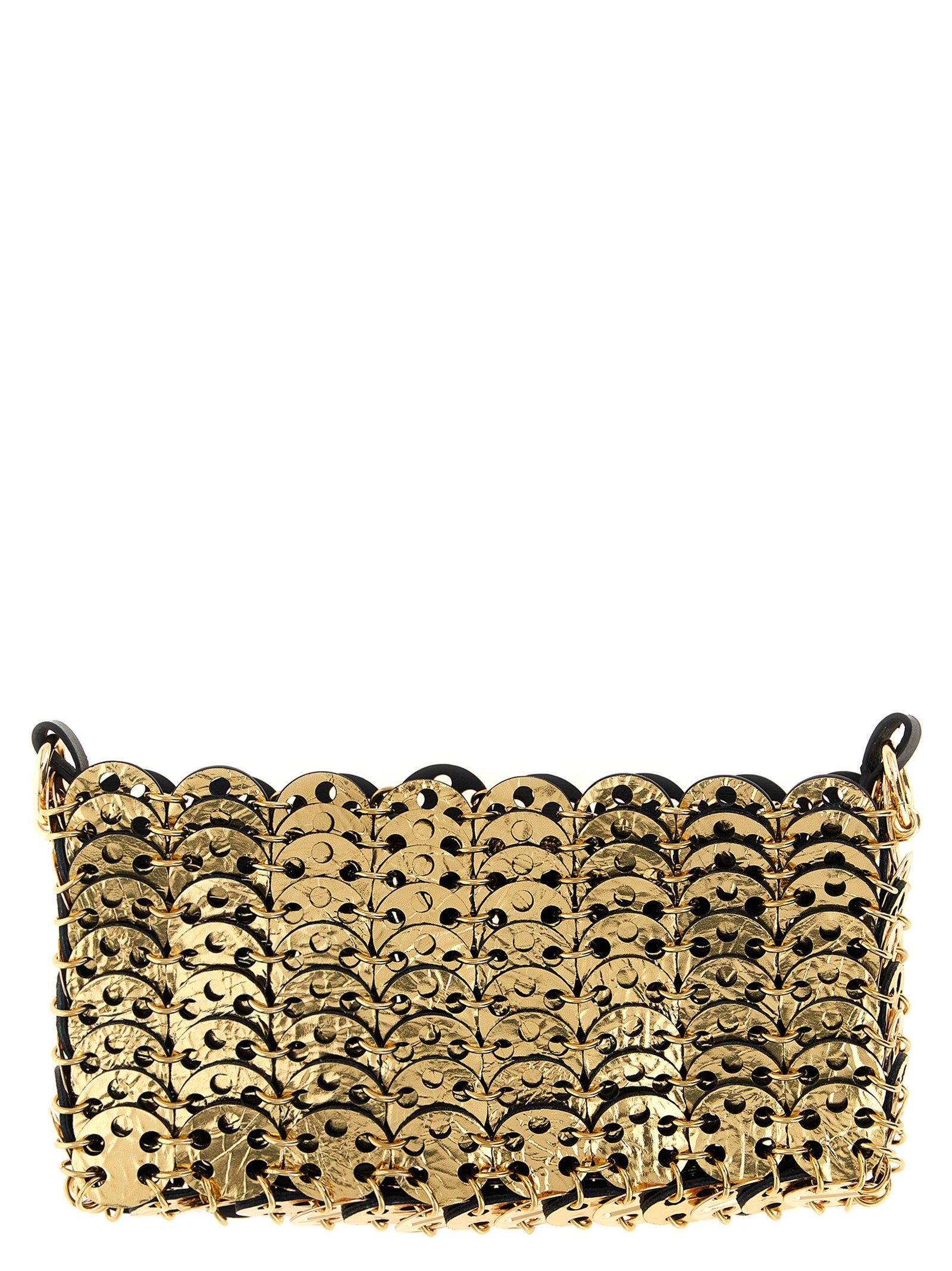 Crossbody Handbag by Paco Rabanne for women in bos taurus calf suede leather black features a versatile chic silhouette, meticulously detailed with a secure magnetic, ample , and versatile crossbody-strap & shoulder-strap.