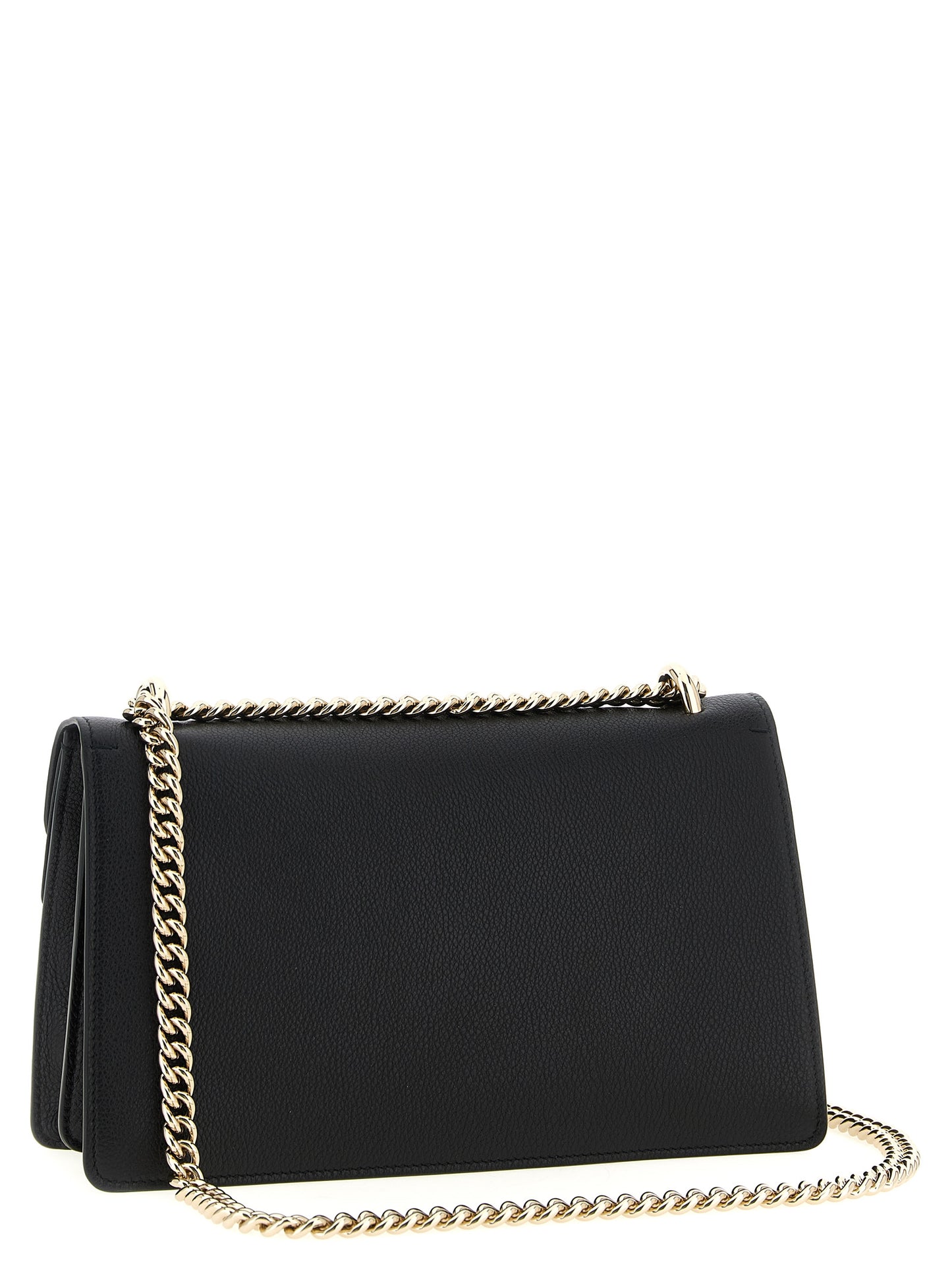 Medium Shoulder Flap Bag by Gucci for women in calfskin leather black features an effortlessly chic silhouette with a secure flap, ample , and versatile shoulder-strap for effortlessly chic everyday luxury.