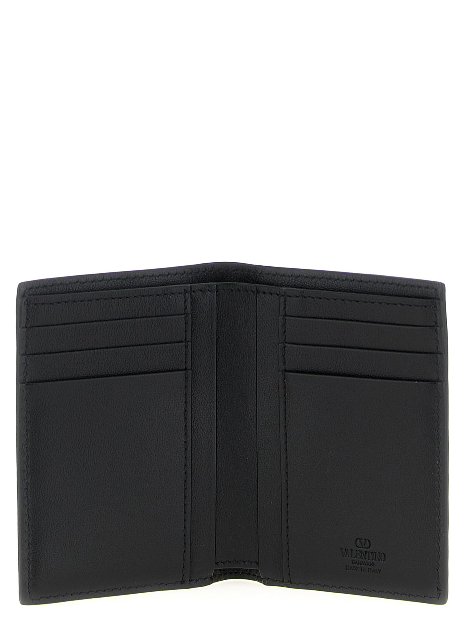 Cardholder Card Case by Valentino Garavani for men in ostrich leather black & signature features an refined silhouette from the V Logo Ostrich Leather Cardholder Card Case collection, highlighting refined card-organization for a premium and sophisticated look.