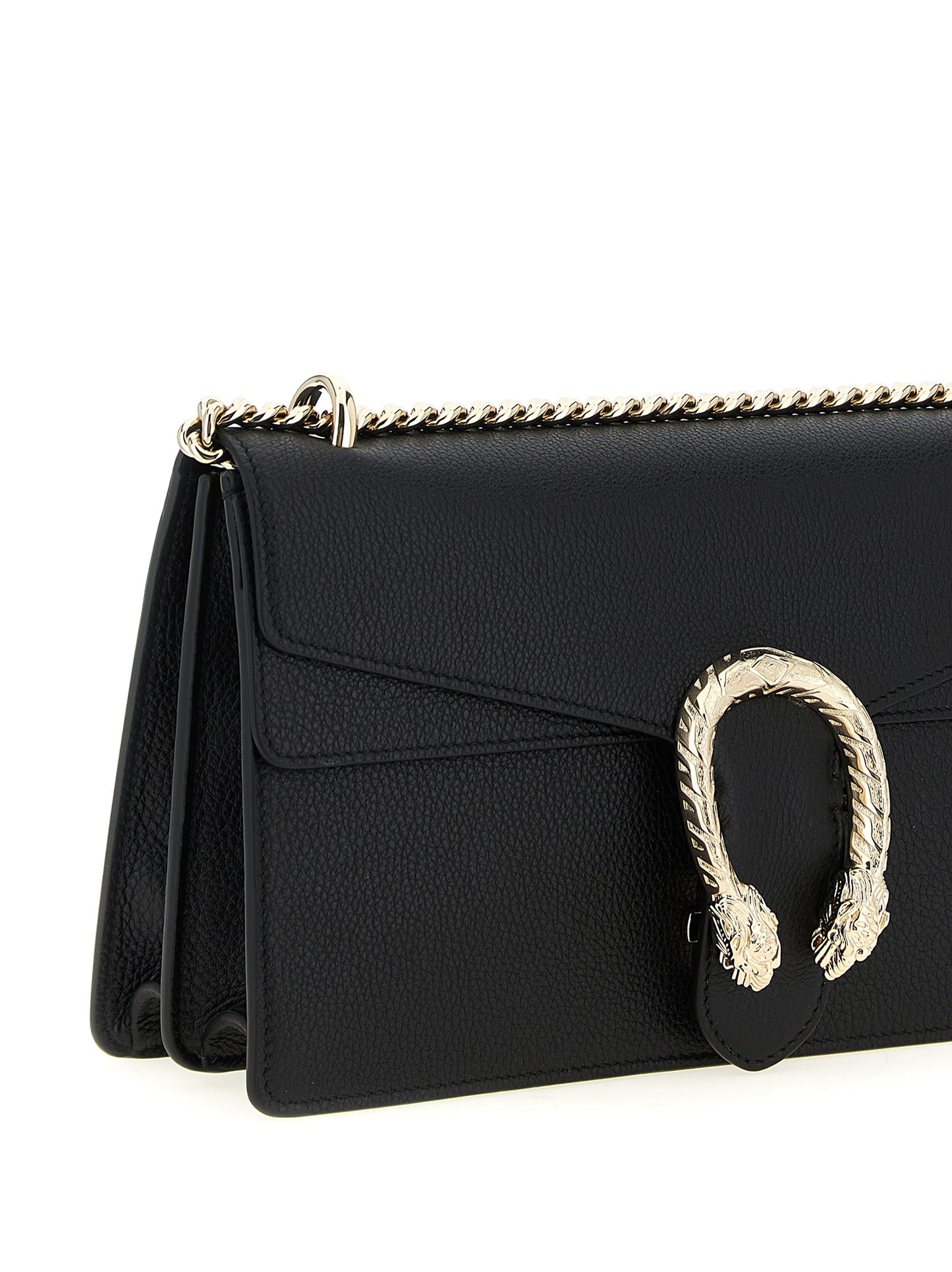 Medium Shoulder Flap Bag by Gucci for women in calfskin leather black features a statuesque silhouette, showcasing a secure flap and statuesque with versatile shoulder-strap for a statuesque finish.