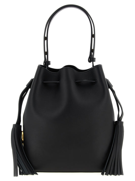Shoulder Drawstring Bag by Valentino Garavani for women in calfskin leather black & signature features a effortless chic silhouette with a secure drawstring, ample , and versatile shoulder-strap, adjustable-strap & handle for a effortless chic finish.