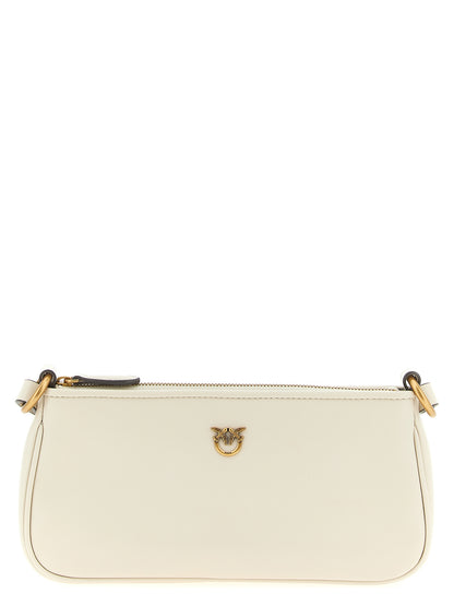 Mini Crossbody Half Moon Handbag by PINKO for women in viscose & synthetic fur white features a versatile chic silhouette, meticulously detailed with a secure zipper, ample , and versatile crossbody-strap, shoulder-strap & adjustable-strap.