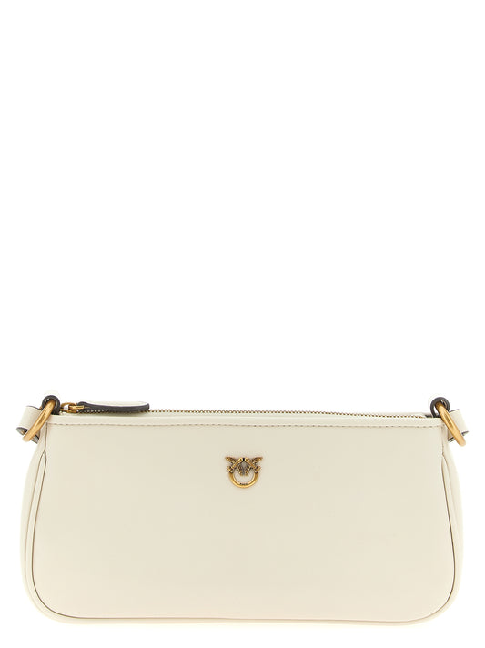 Mini Crossbody Half Moon Handbag by PINKO for women in viscose & synthetic fur white features a versatile chic silhouette, meticulously detailed with a secure zipper, ample , and versatile crossbody-strap, shoulder-strap & adjustable-strap.