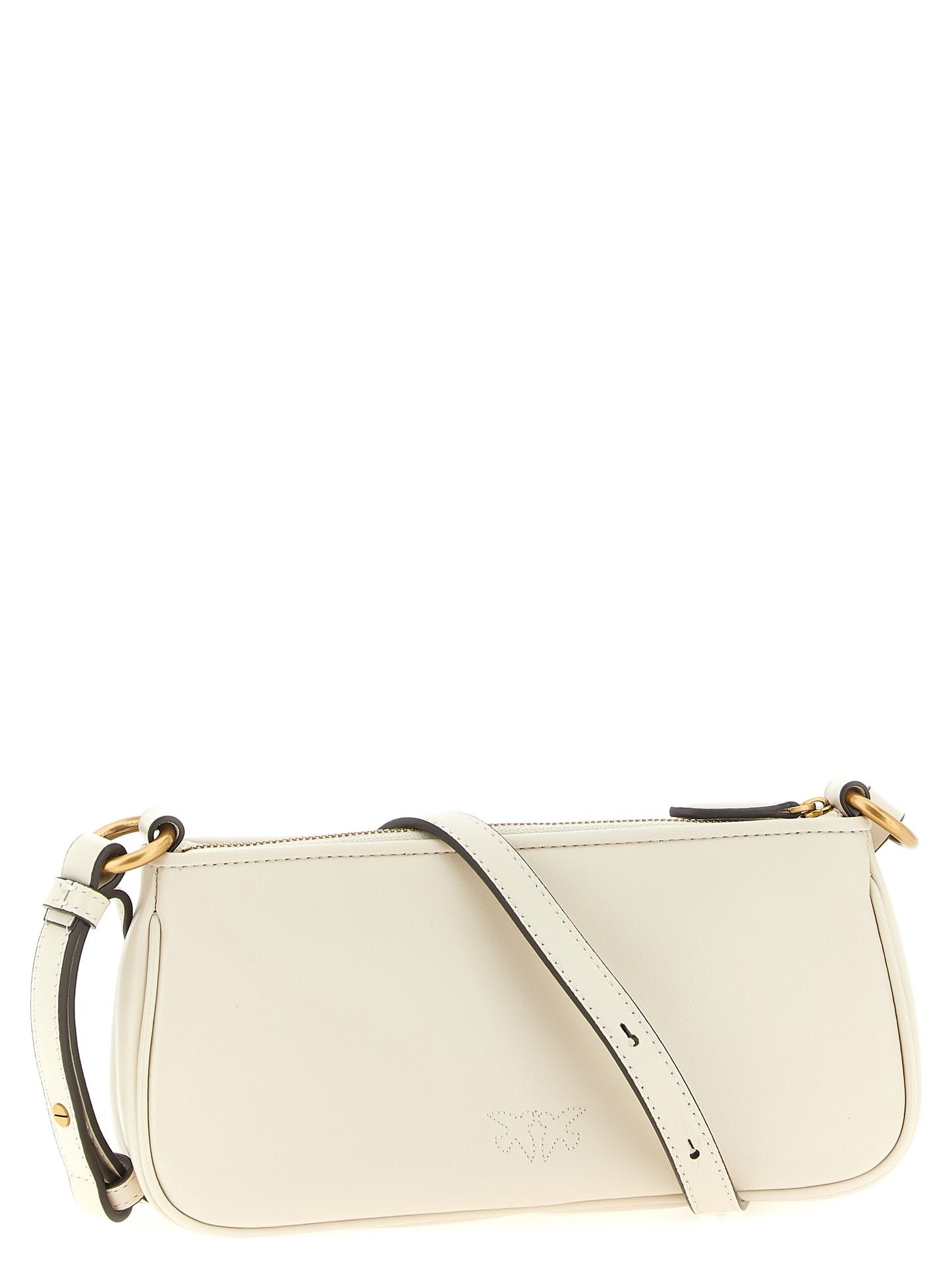 Mini Crossbody Half Moon Handbag by PINKO for women in viscose & synthetic fur white features a multifaceted silhouette, showcasing a secure zipper and multifaceted with versatile crossbody-strap, shoulder-strap & adjustable-strap for multifaceted style.