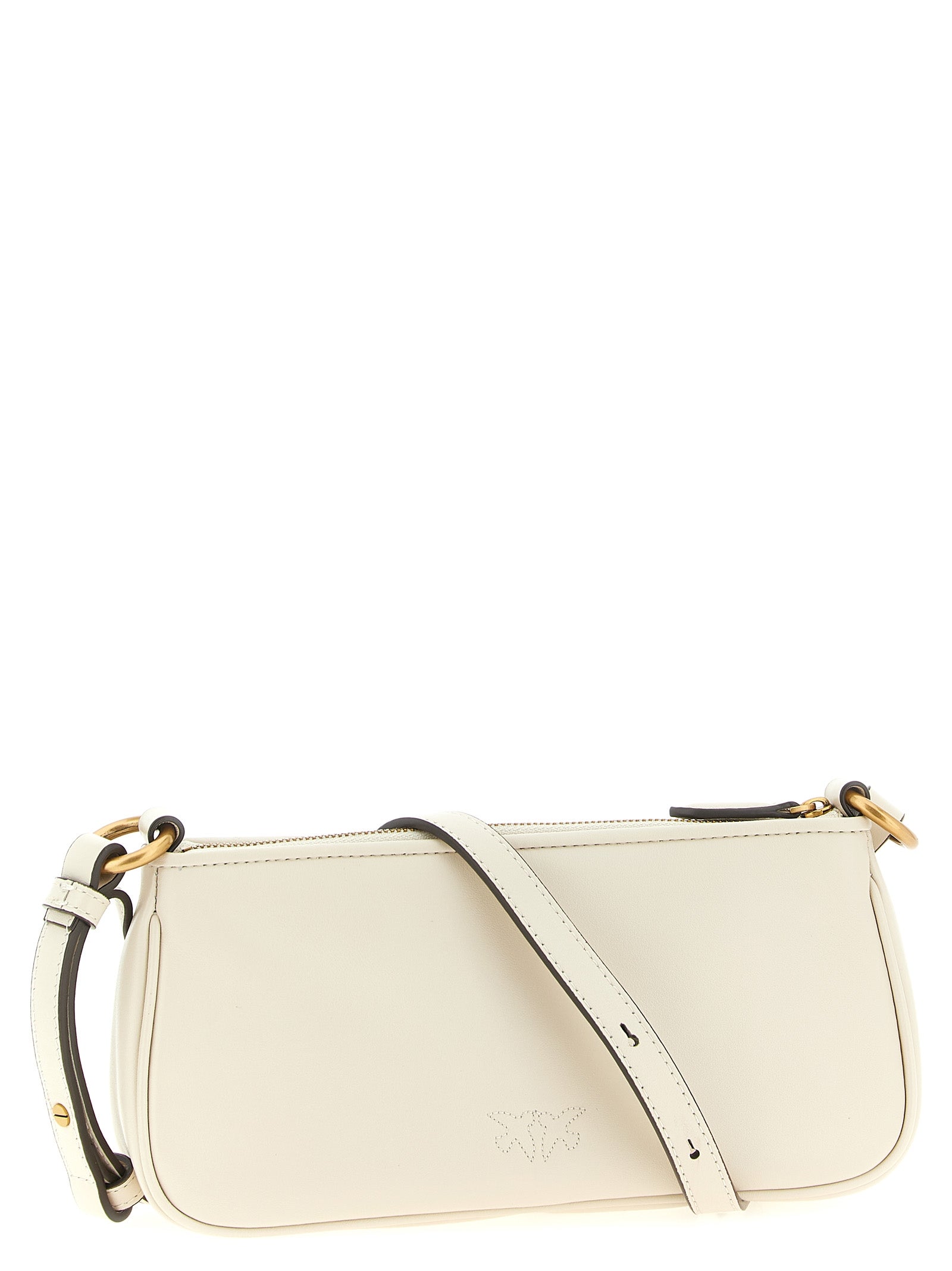 Mini Crossbody Half Moon Handbag by PINKO for women in viscose & synthetic fur white features a multifaceted silhouette, showcasing a secure zipper and multifaceted with versatile crossbody-strap, shoulder-strap & adjustable-strap for multifaceted style.