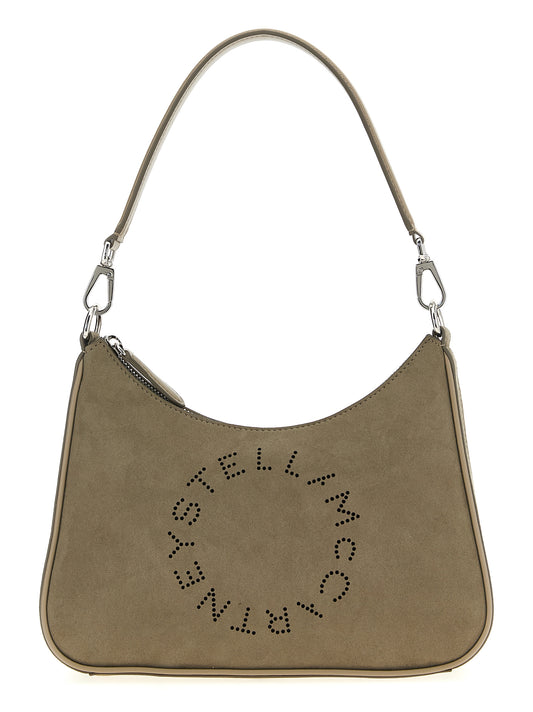 Small Shoulder Hobo Bag by Stella McCartney for women in polyamide viscose gray features an effortlessly chic silhouette with a secure zipper, ample , and versatile shoulder-strap, adjustable-strap & handle for effortlessly chic everyday luxury.