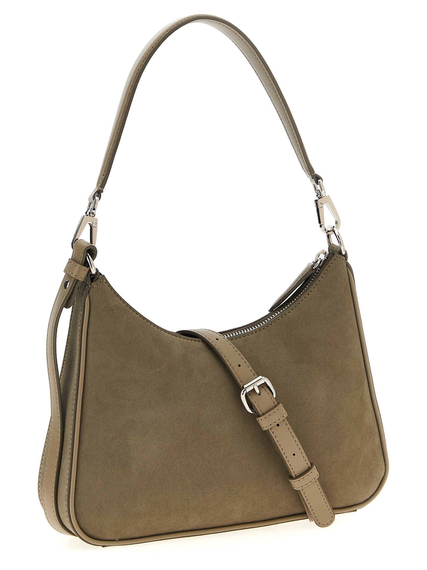 Small Shoulder Hobo Bag by Stella McCartney for women in polyamide viscose gray features an effortlessly chic silhouette with a secure zipper, ample , and versatile shoulder-strap, adjustable-strap & handle for effortlessly chic everyday luxury.