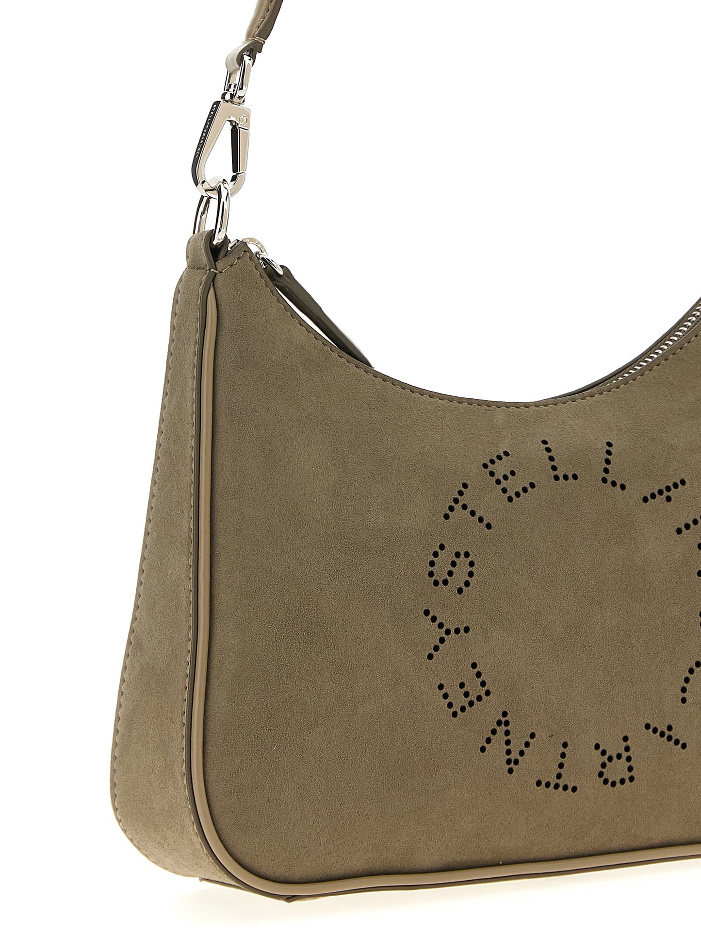 Small Shoulder Hobo Bag by Stella McCartney for women in polyamide viscose gray features a effortless sophistication silhouette, secured by a zipper with ample and versatile shoulder-strap, adjustable-strap & handle for a effortless sophistication finish.