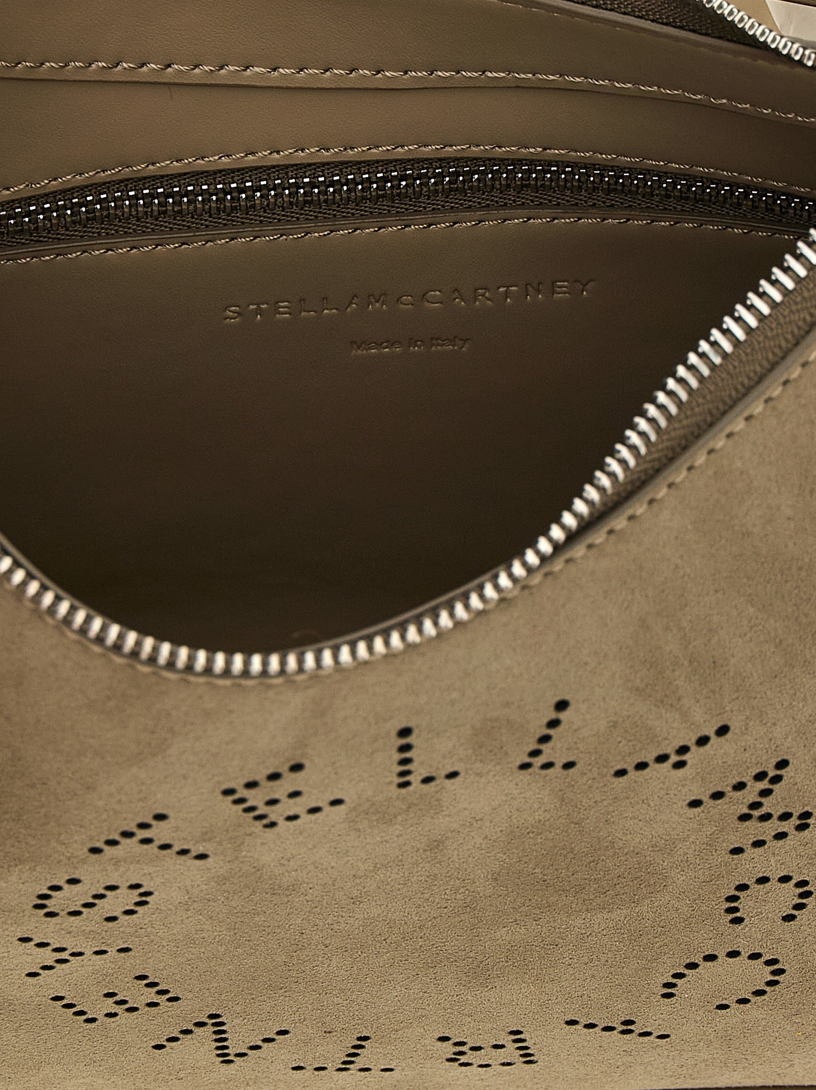 Small Shoulder Hobo Bag by Stella McCartney for women in polyamide viscose gray presents a statuesque silhouette, showcasing a secure zipper and statuesque with versatile shoulder-strap, adjustable-strap & handle for a sophisticated look.