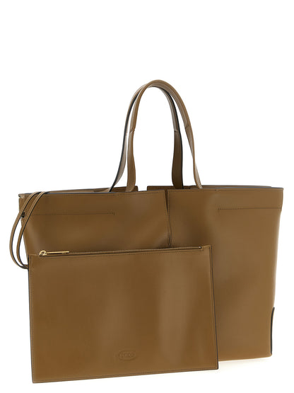 Shopper Tote Clutch Bag by Tod's for women in calfskin leather bicolour & green showcases a statuesque Di Bag Folio Calfskin Leather Shopper Tote Clutch design, featuring a secure snap & button, ample , and versatile for a statuesque finish.
