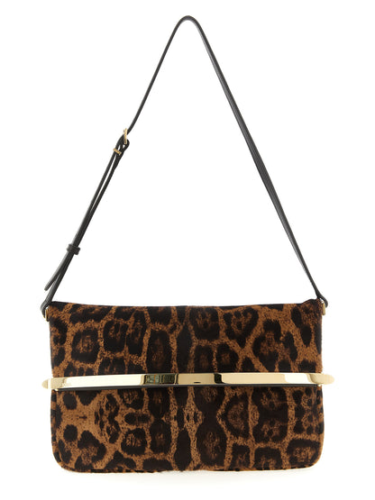 Shoulder Flap Bag by Tod's for women in calfskin leather animal, brown, magenta & print features a stately silhouette, showcasing a secure snap, flap & zipper, ample , and stately shoulder-strap, adjustable-strap & handle for a stately finish.