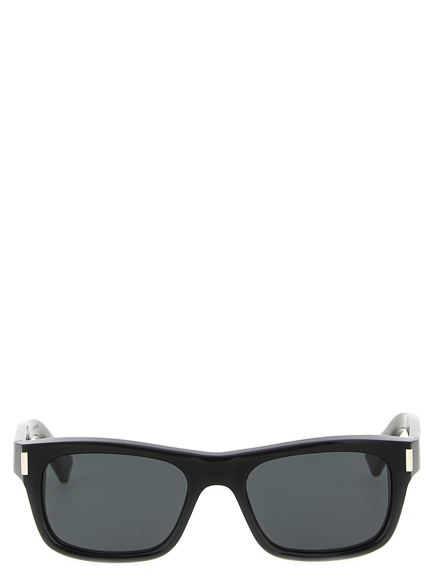 Sunglasses by Saint Laurent for men in silicone resin & acetate black features a contemporary silhouette, showcasing a contemporary in black coloured frame with high-performance .