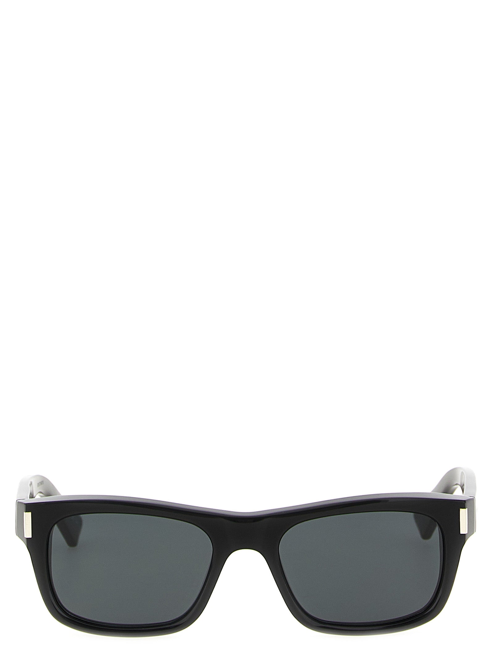 Sunglasses by Saint Laurent for men in silicone resin & acetate black features a contemporary silhouette, showcasing a contemporary in black coloured frame with high-performance .
