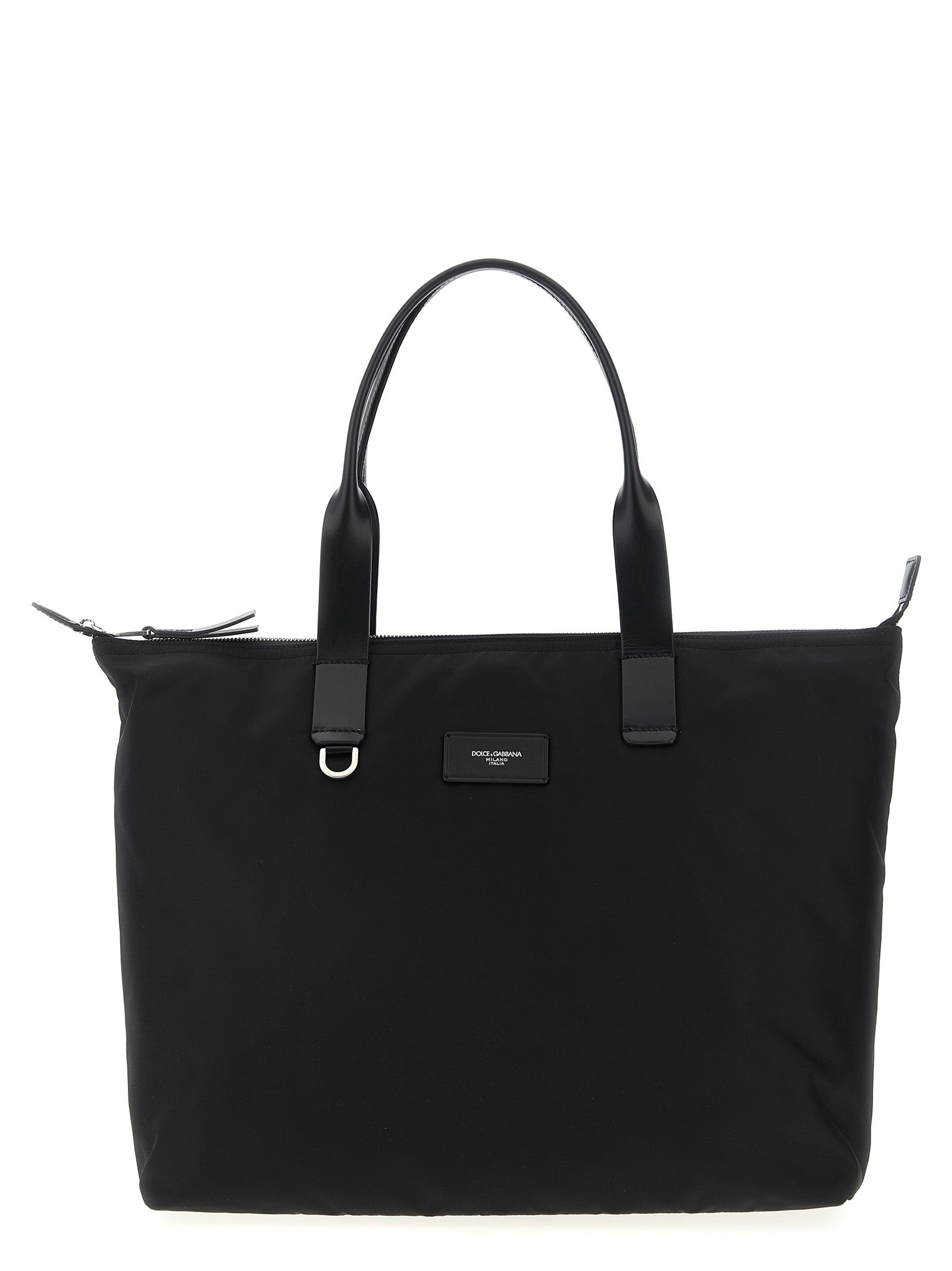 Medium Shopper Tote Bag by Dolce & Gabbana for men in leather & nylon black features an jet-setting Leather Nylon Medium Shopper Tote Bag design with a secure zipper, jet-setting , and versatile handle for a jet-setting look.
