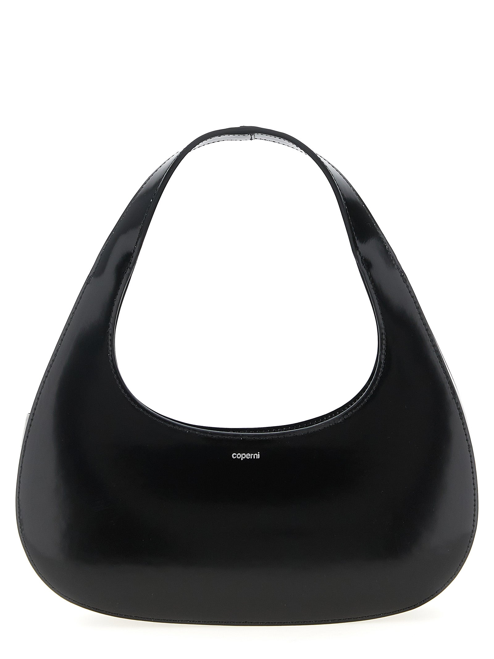 Handbag by Coperni for women in leather black features a ornamental silhouette, showcasing a secure zipper, ample , and ornamental handle for a sophisticated look.