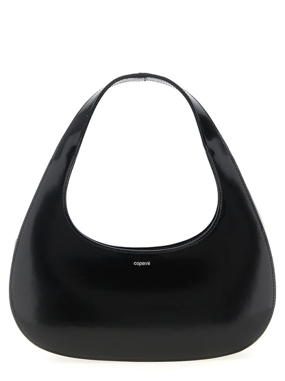 Handbag by Coperni for women in leather black features a ornamental silhouette, showcasing a secure zipper, ample , and ornamental handle for a sophisticated look.