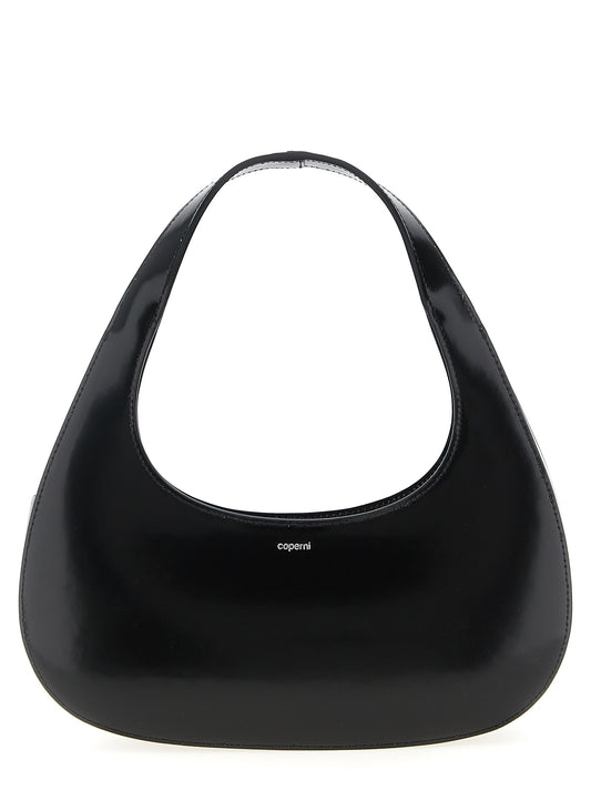 Handbag by Coperni for women in leather black features a ornamental silhouette, showcasing a secure zipper, ample , and ornamental handle for a sophisticated look.