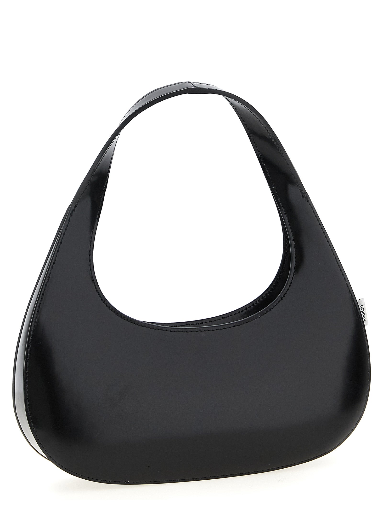 This Handbag by Coperni for women in leather and black presents a sculptural silhouette featuring a secure zipper, ample , and versatile handle for a sculptural finish.