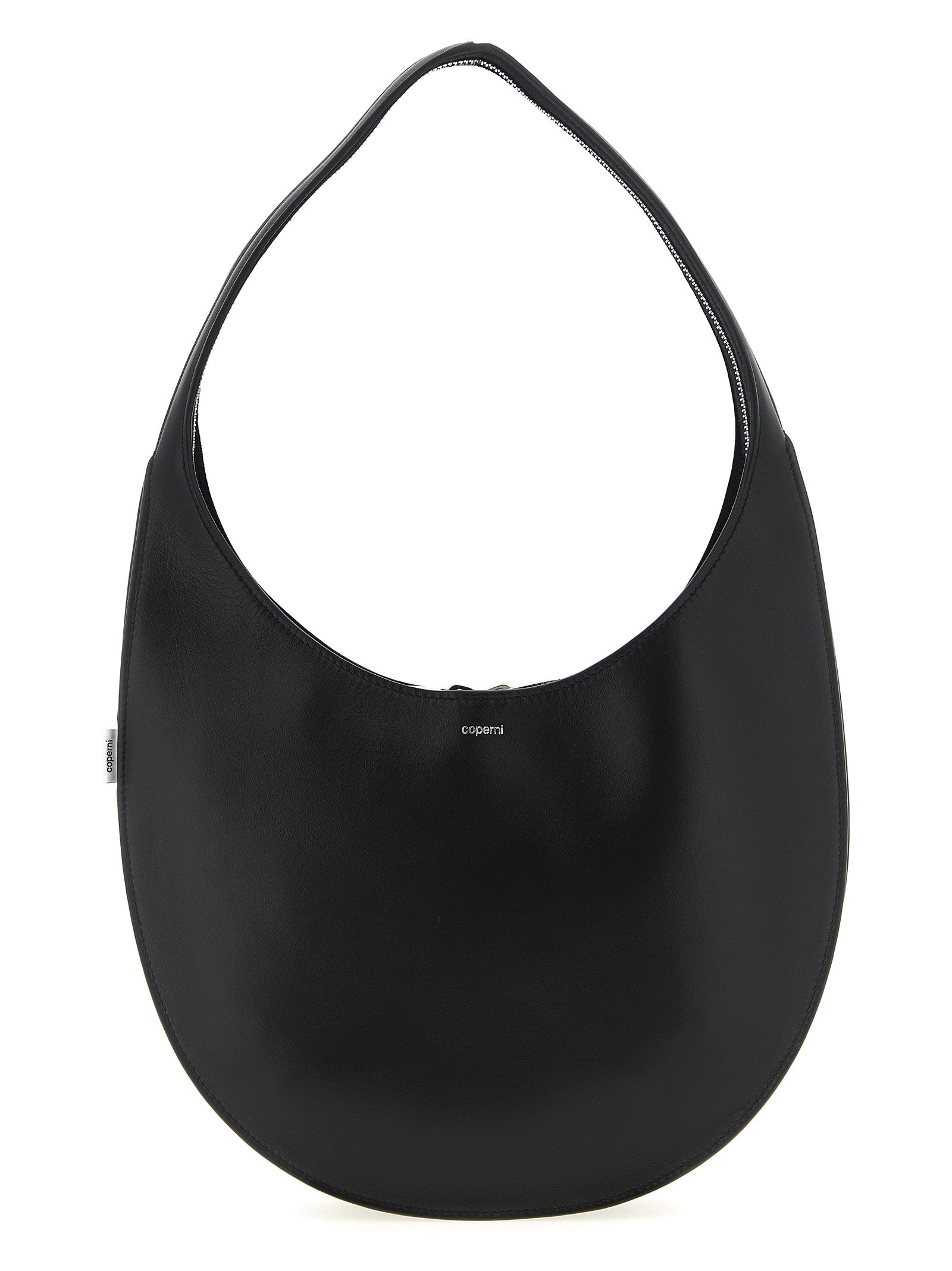 Medium Shoulder Bag by Coperni for women in bos taurus calf suede leather black features a stately silhouette, showcasing a secure zipper, ample , and stately shoulder-strap for a stately finish.