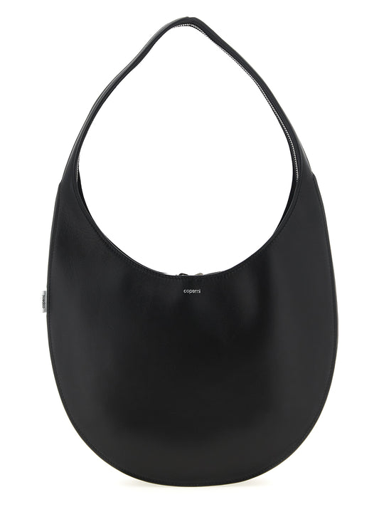 Medium Shoulder Bag by Coperni for women in bos taurus calf suede leather black features a stately silhouette, showcasing a secure zipper, ample , and stately shoulder-strap for a stately finish.