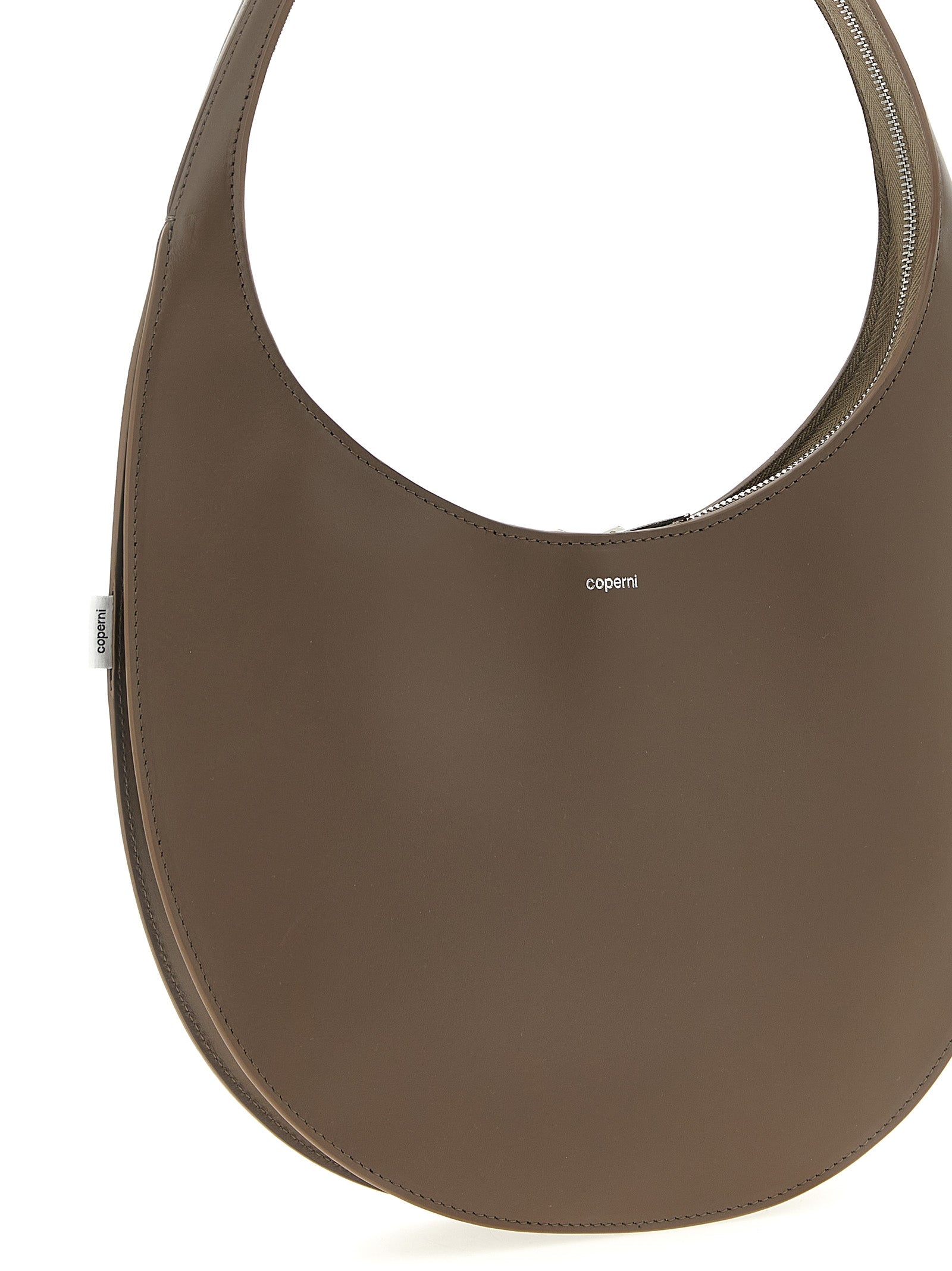 Medium Shoulder Bag by Coperni for women in bos taurus calf suede leather brown features a statuesque silhouette, showcasing a secure zipper and statuesque with versatile shoulder-strap for a statuesque finish.