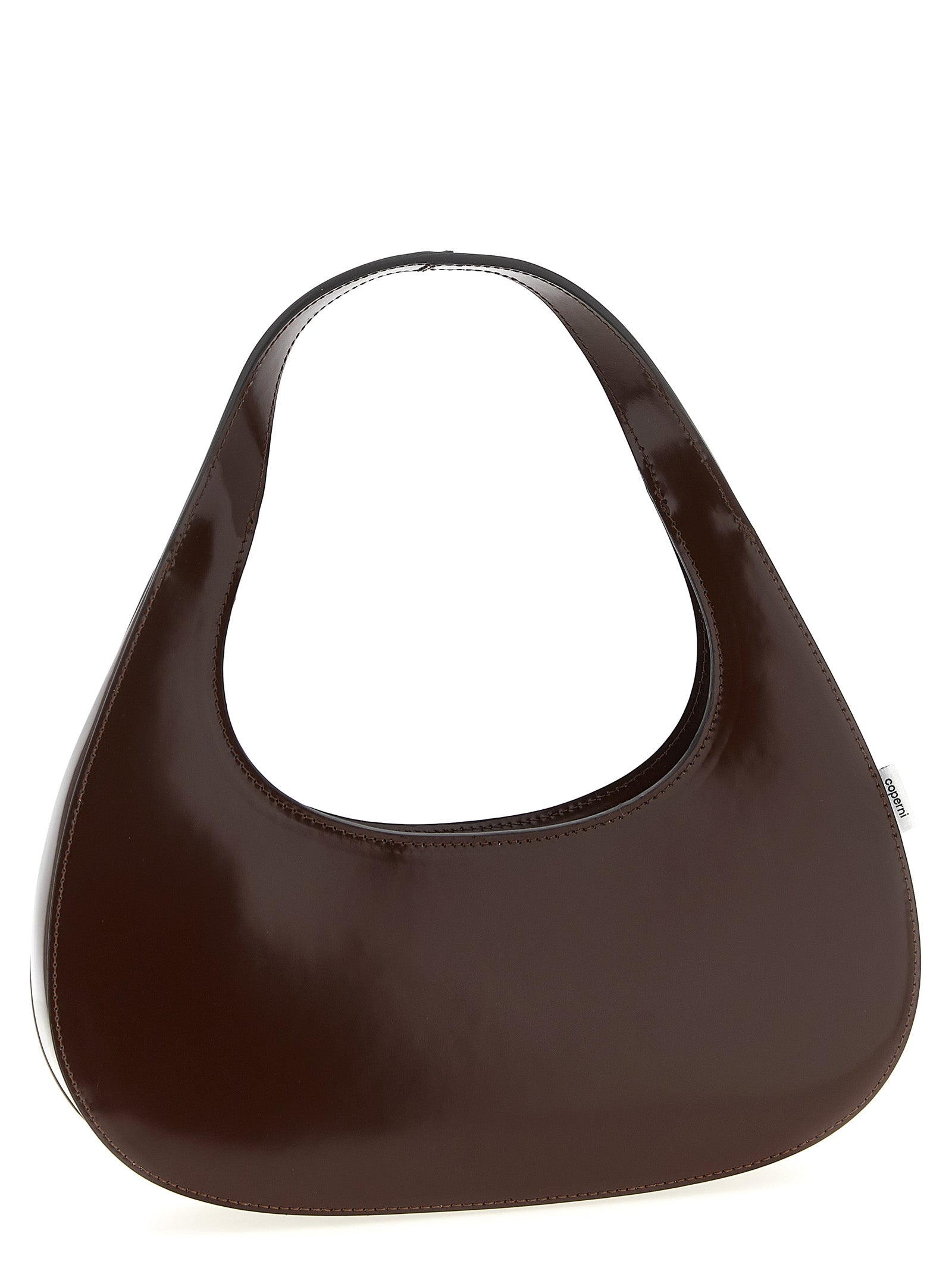 Handbag by Coperni for women in leather brown features a ornamental silhouette, showcasing a secure zipper, ample , and ornamental handle for a sophisticated look.