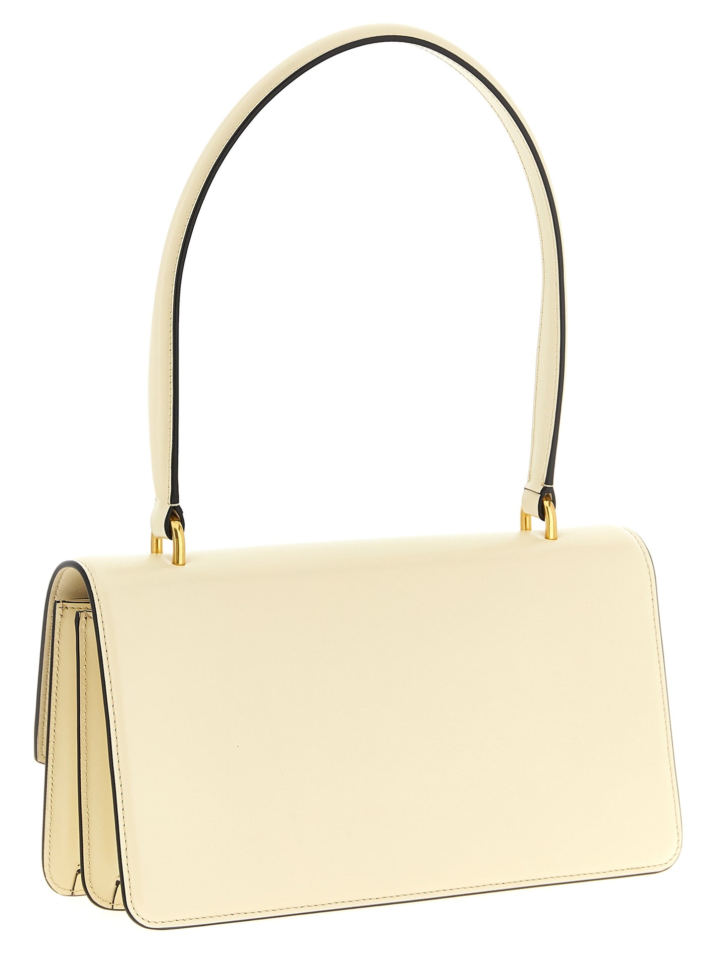 Shoulder Flap Bag by Valentino Garavani for women in calfskin leather white & signature features a statuesque silhouette, showcasing a secure flap & magnetic and statuesque with versatile shoulder-strap & handle for a statuesque finish.