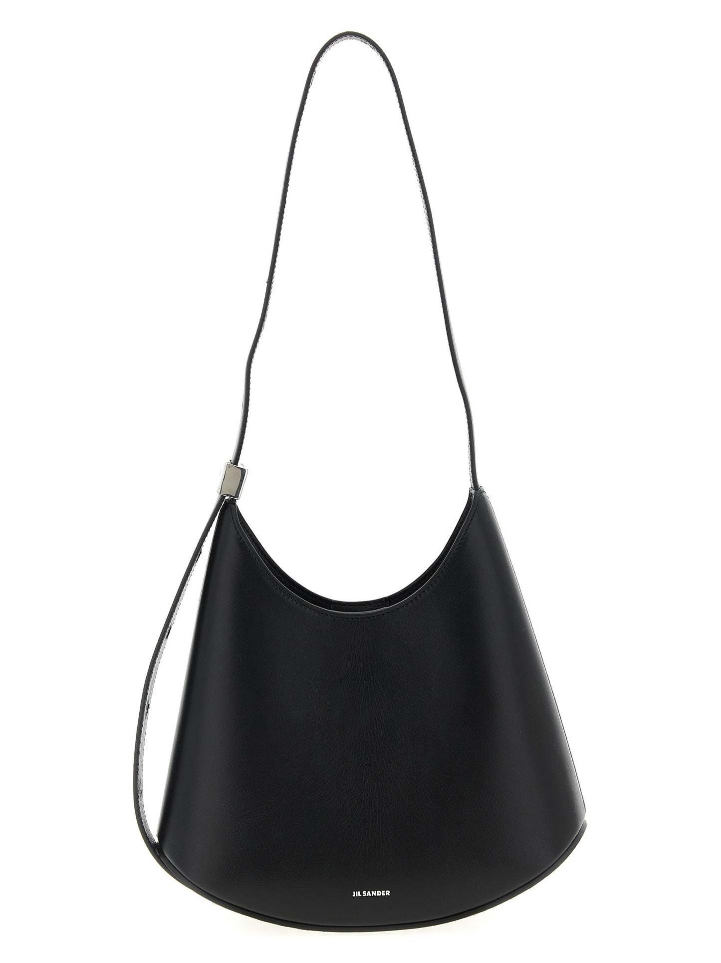 Shoulder Bag by Jil Sander for women in bos taurus suede calf leather black showcases a enviable silhouette, artfully detailed with a secure magnetic & buckle, organized , and versatile shoulder-strap, adjustable-strap & handle for a enviable look.
