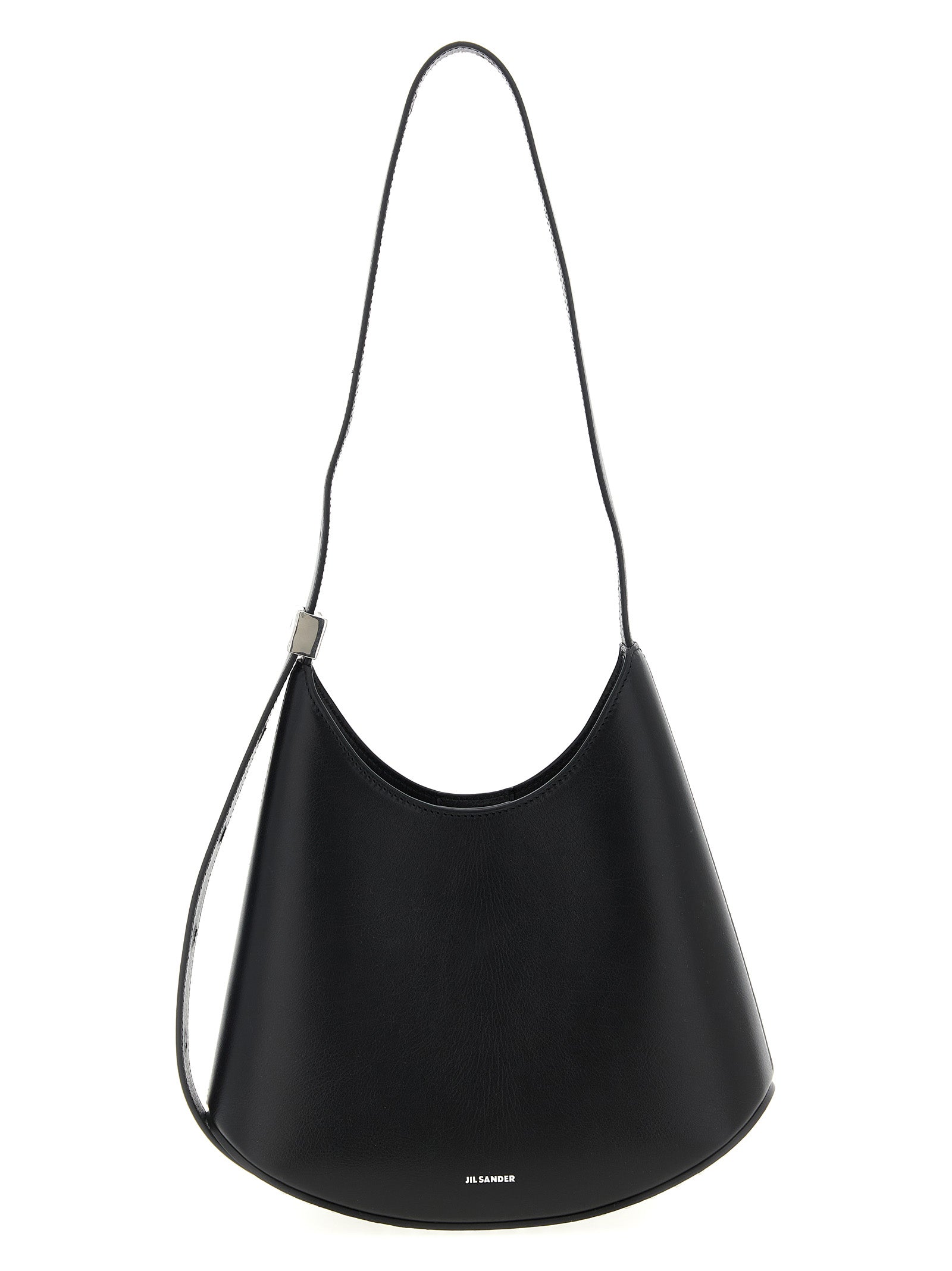 Shoulder Bag by Jil Sander for women in bos taurus suede calf leather black showcases a enviable silhouette, artfully detailed with a secure magnetic & buckle, organized , and versatile shoulder-strap, adjustable-strap & handle for a enviable look.
