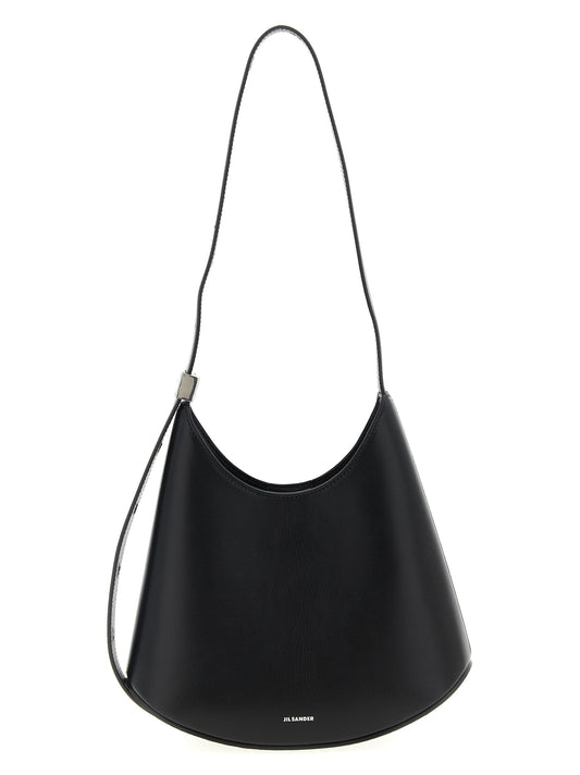 Shoulder Bag by Jil Sander for women in bos taurus suede calf leather black showcases a enviable silhouette, artfully detailed with a secure magnetic & buckle, organized , and versatile shoulder-strap, adjustable-strap & handle for a enviable look.