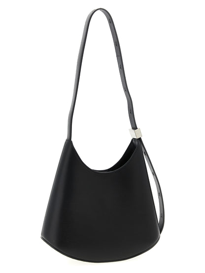 Shoulder Bag by Jil Sander for women in bos taurus suede calf leather black features a distinguished silhouette, showcasing a secure magnetic & buckle and distinguished with versatile shoulder-strap, adjustable-strap & handle for a distinguished finish.