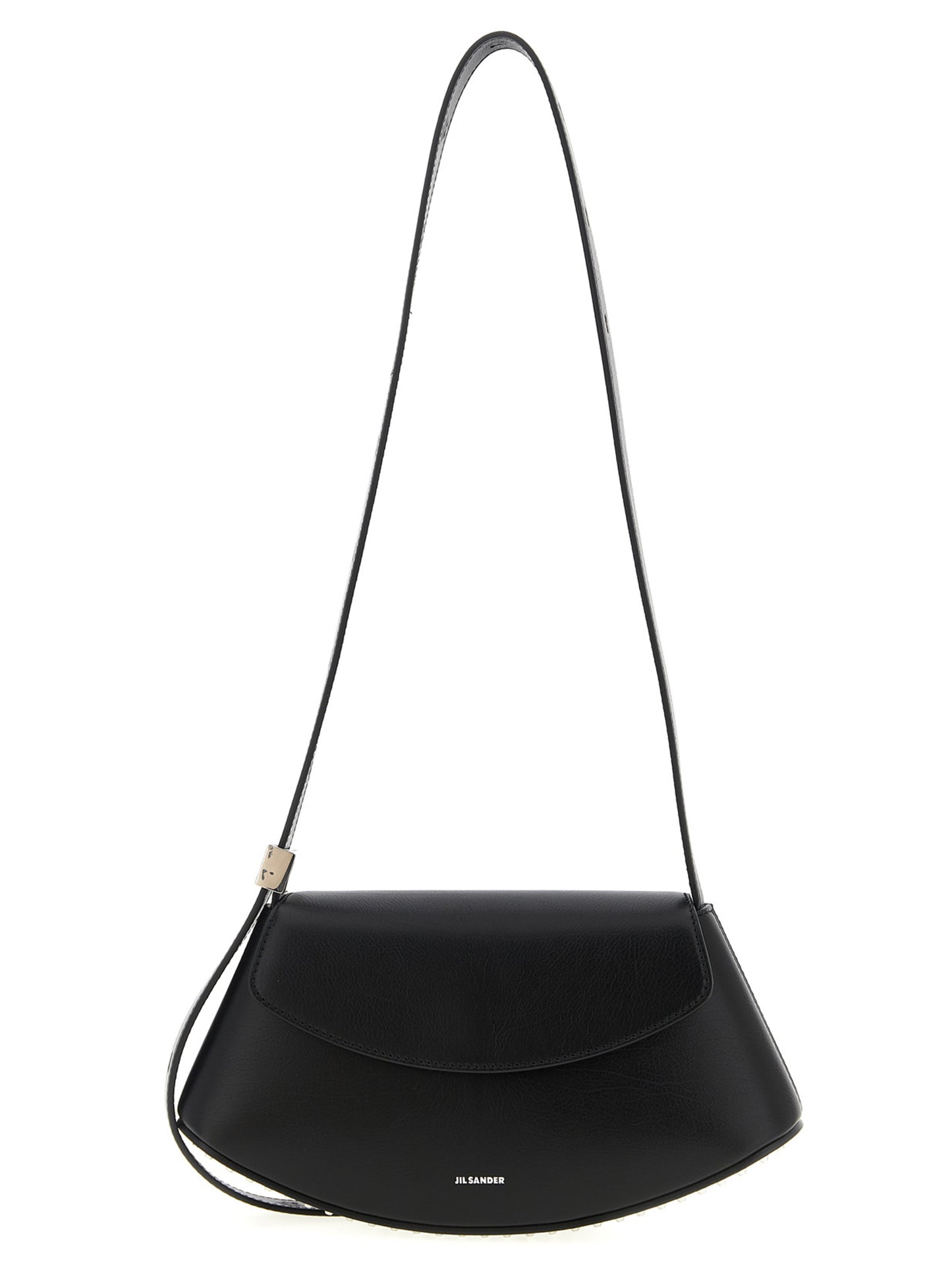 Jil Sander Eldorado Bos Taurus Calf Suede Leather Crossbody Flap Handbag - Black