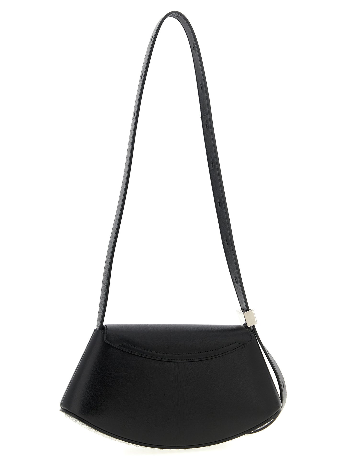Jil Sander Eldorado Bos Taurus Calf Suede Leather Crossbody Flap Handbag - Black