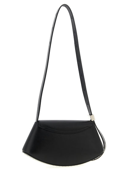 Jil Sander Eldorado Bos Taurus Calf Suede Leather Crossbody Flap Handbag - Black