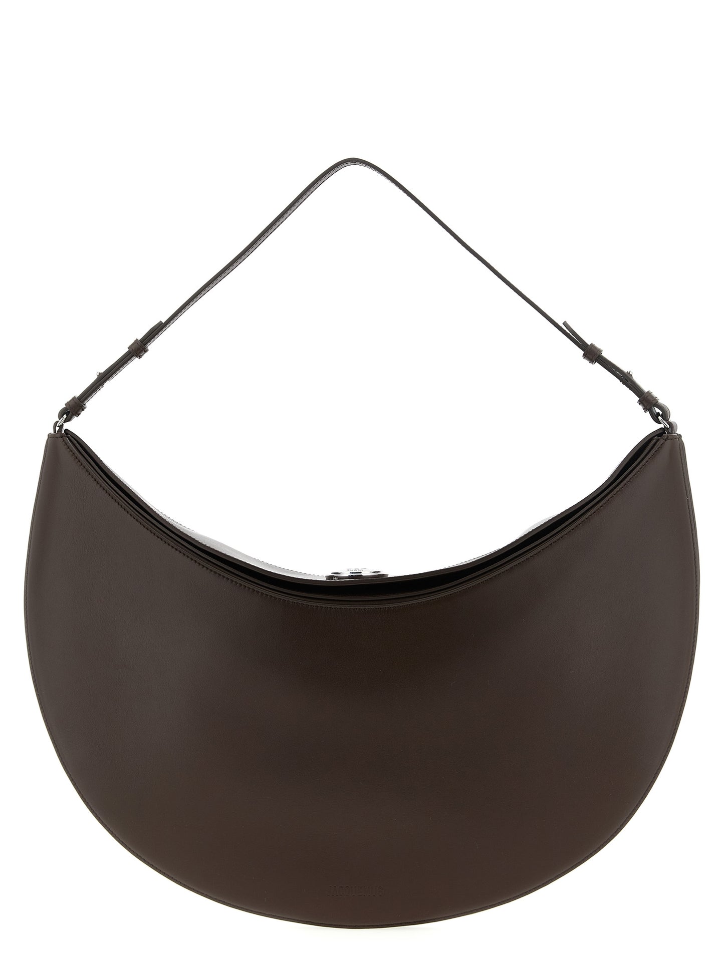 Shoulder Flap Bag by Jacquemus for women in calfskin leather brown features a statuesque silhouette, showcasing a secure flap, magnetic & button and statuesque with versatile shoulder-strap, adjustable-strap & handle for a statuesque finish.