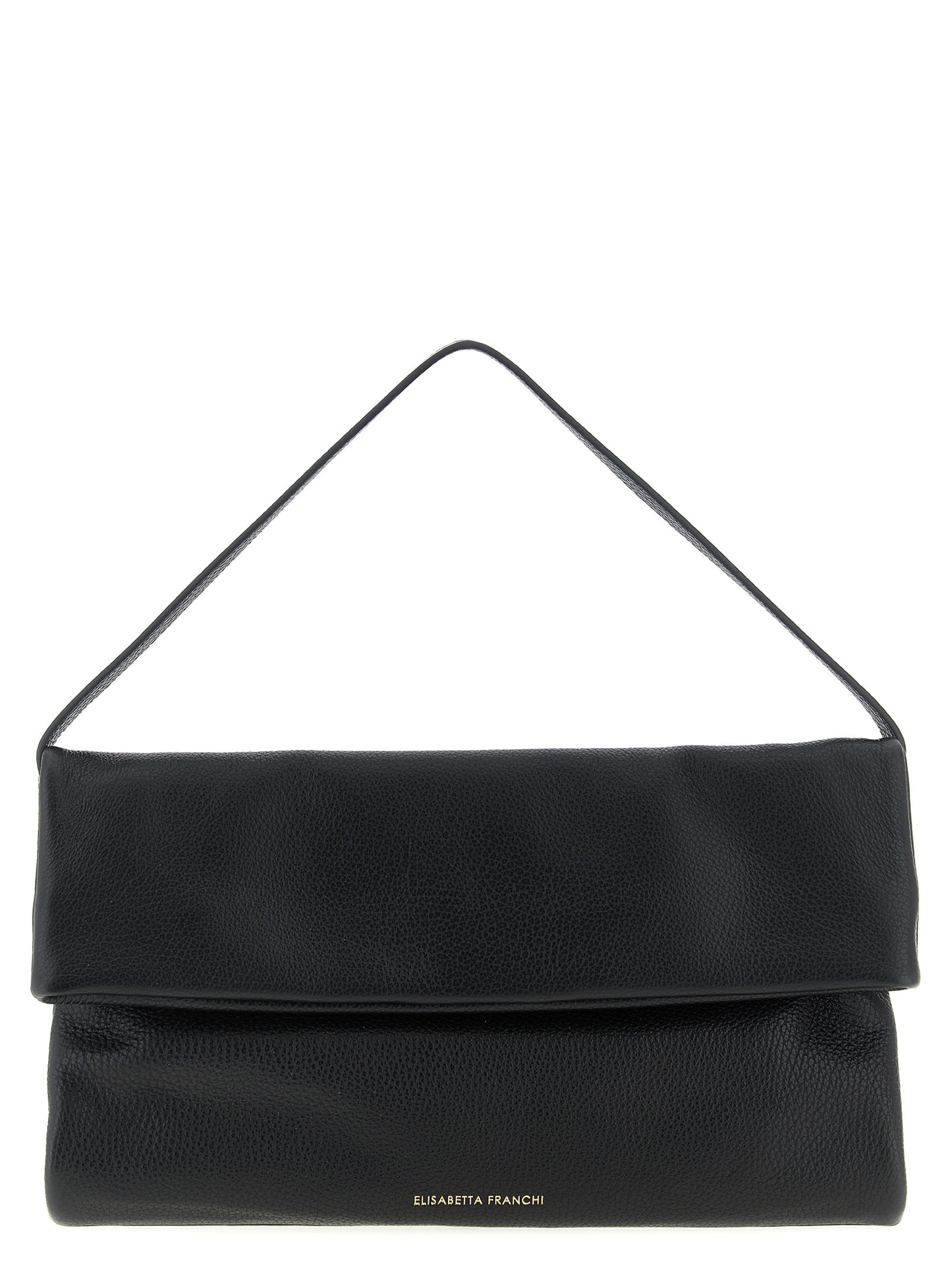 Shoulder Bag by Elisabetta Franchi for women in calfskin leather black features a statuesque silhouette, showcasing a secure magnetic and statuesque with versatile shoulder-strap & handle for a statuesque finish.