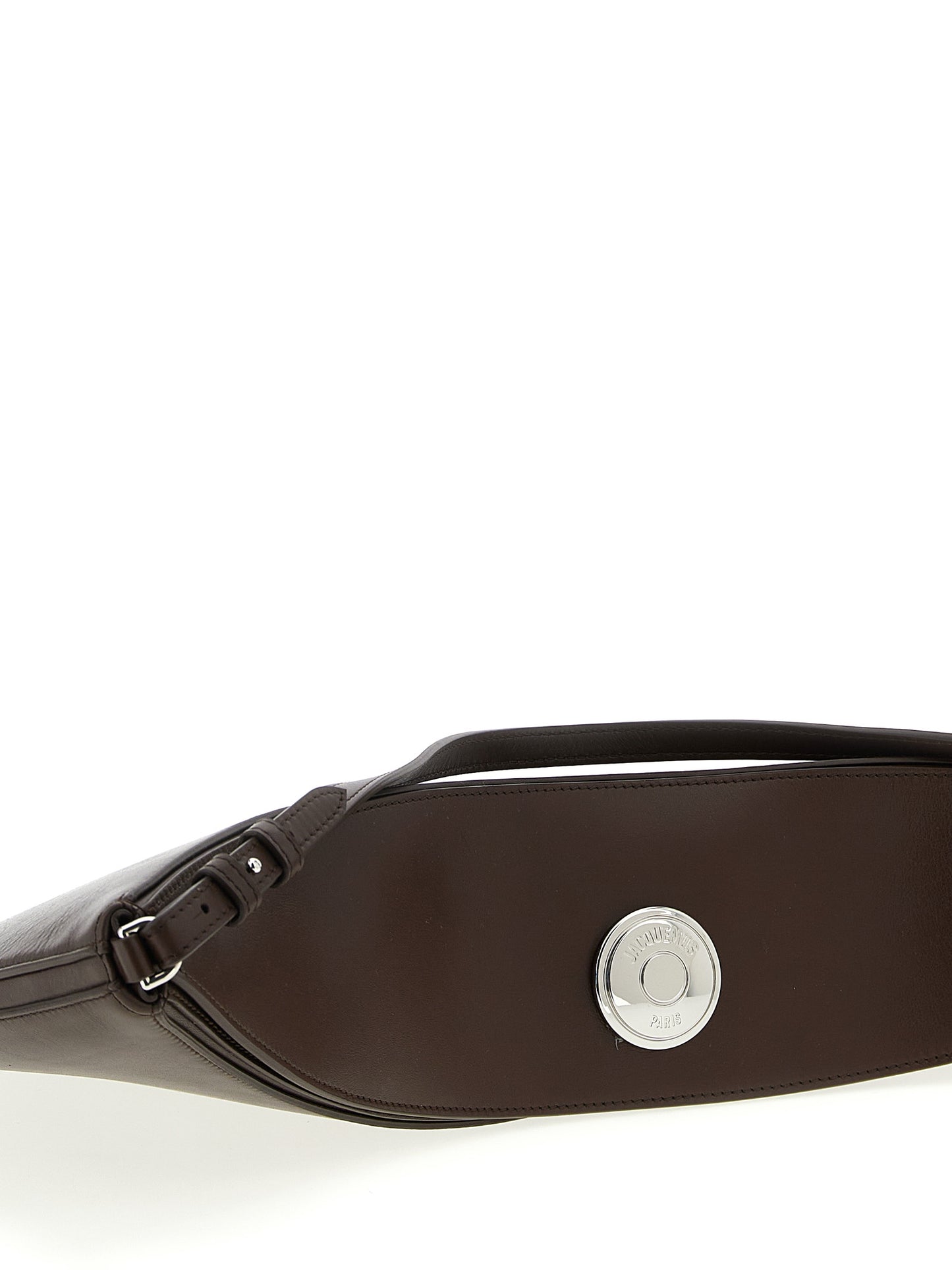 Shoulder Flap Bag by Jacquemus for women in calfskin leather brown presents a statuesque silhouette, showcasing a secure flap, magnetic & button and statuesque with versatile shoulder-strap, adjustable-strap & handle for a sophisticated look.