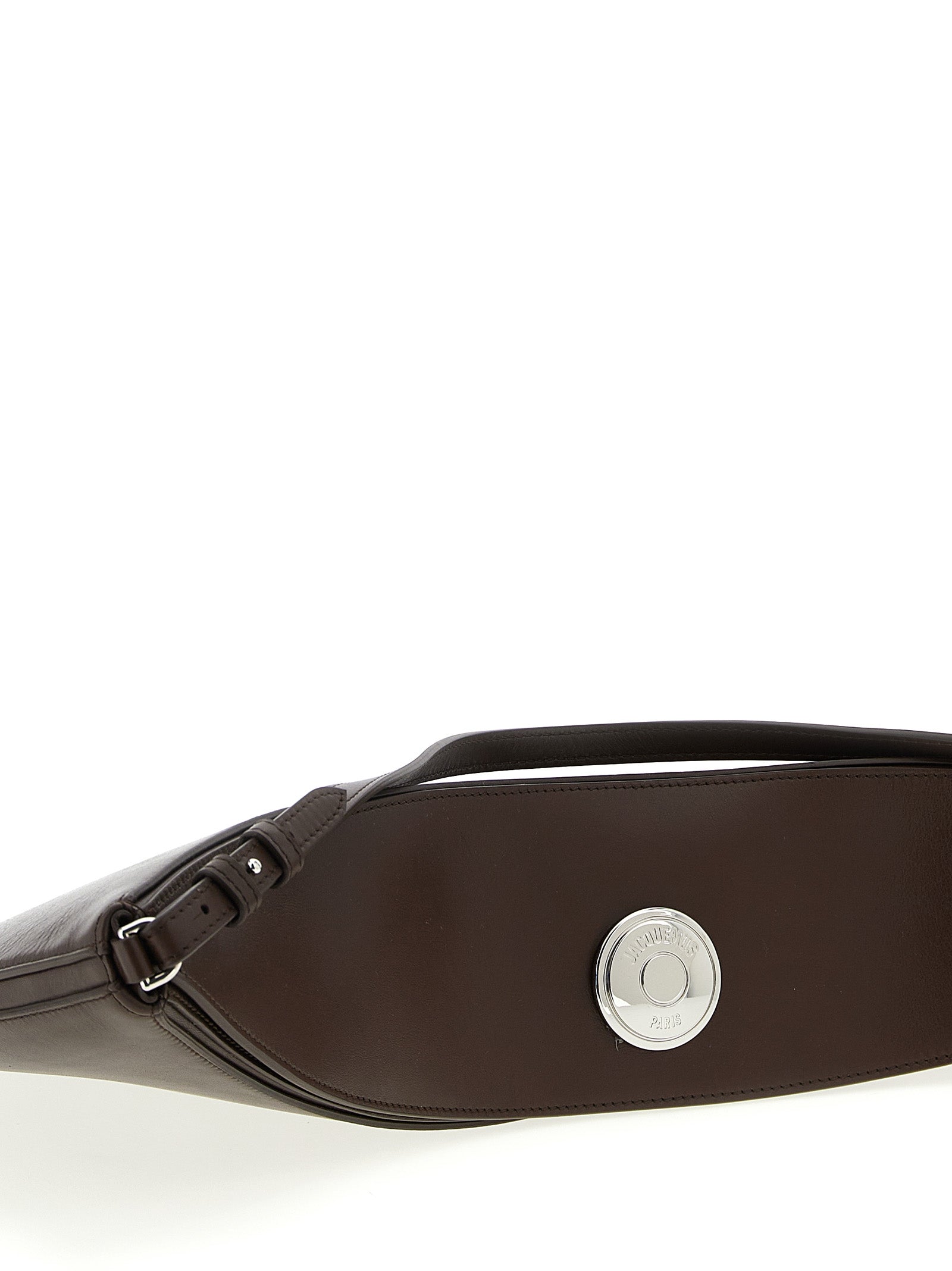 Shoulder Flap Bag by Jacquemus for women in calfskin leather brown presents a statuesque silhouette, showcasing a secure flap, magnetic & button and statuesque with versatile shoulder-strap, adjustable-strap & handle for a sophisticated look.