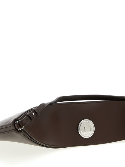 Shoulder Flap Bag by Jacquemus for women in calfskin leather brown presents a statuesque silhouette, showcasing a secure flap, magnetic & button and statuesque with versatile shoulder-strap, adjustable-strap & handle for a sophisticated look.