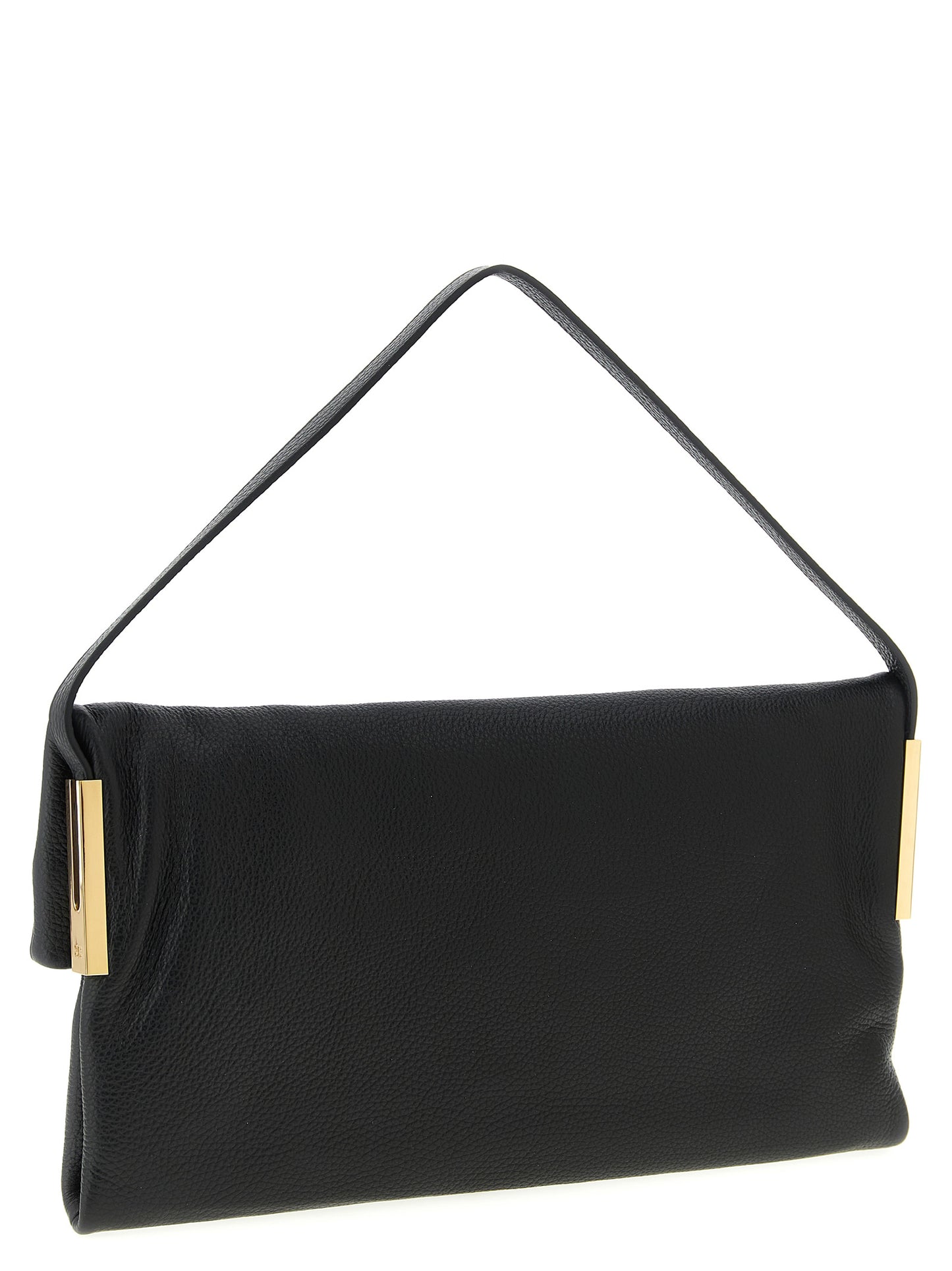Shoulder Bag by Elisabetta Franchi for women in calfskin leather black features a stately silhouette, showcasing a secure magnetic, ample , and stately shoulder-strap & handle for a stately finish.